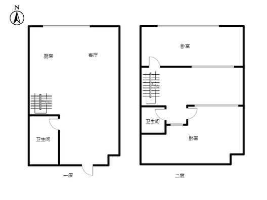 公园8090（新怡家园自由）2室1厅2卫户型图