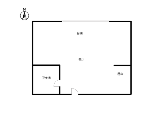 公园8090（新怡家园自由）1室1厅1卫户型图