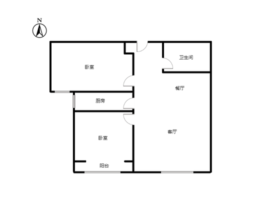 涿州孔雀城悦澜湾2室2厅1卫户型图