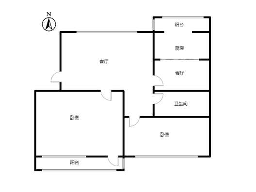教委家属院（教育局家属院）2室2厅1卫户型图