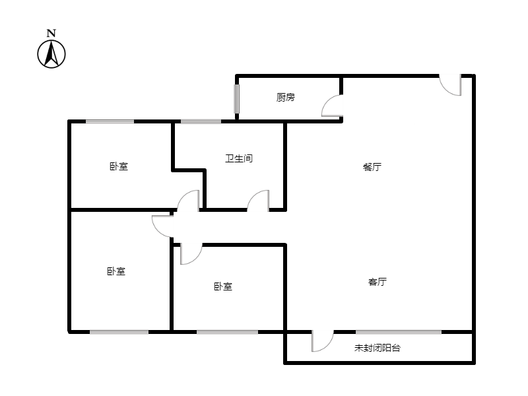桃源新都孔雀城3室2厅1卫户型图