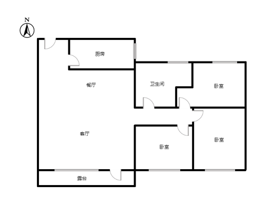 桃源新都孔雀城3室2厅1卫户型图