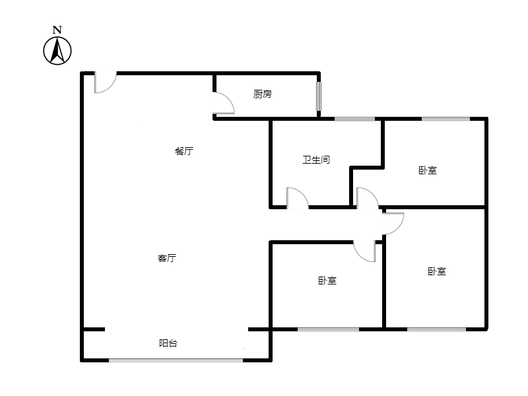 桃源新都孔雀城3室2厅1卫户型图
