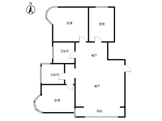 鸿盛凯旋门2室2厅2卫户型图