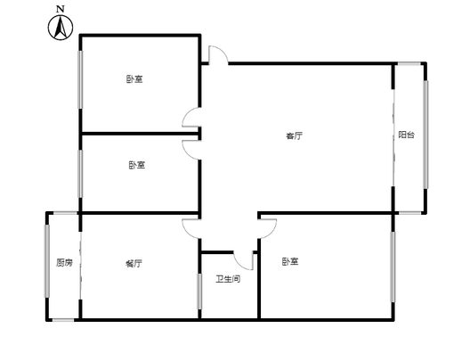 光明小区3室2厅1卫户型图
