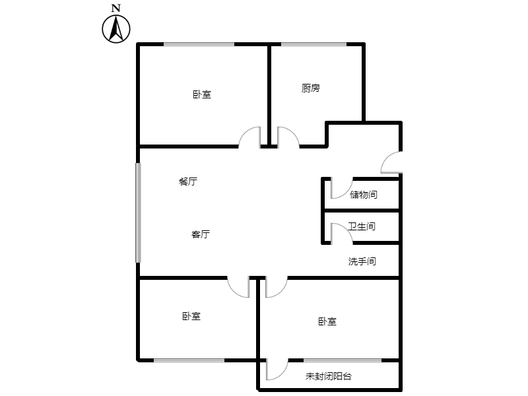 桃源新都孔雀城3室2厅1卫户型图