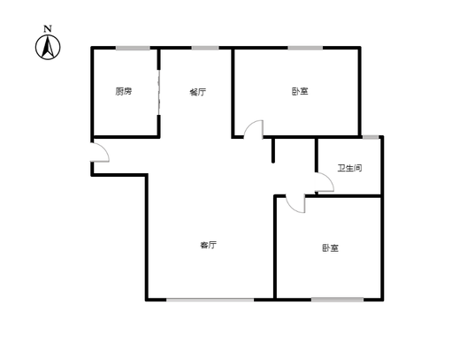 三利中和城二期西区（B区）2室2厅1卫户型图