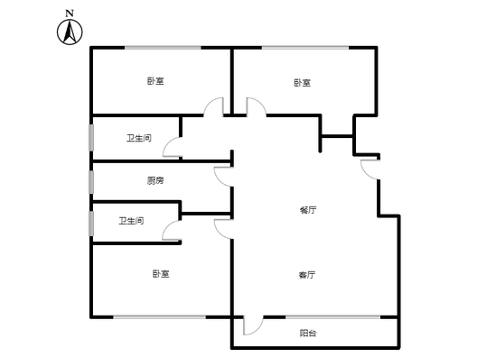 桃源新都孔雀城3室2厅2卫户型图