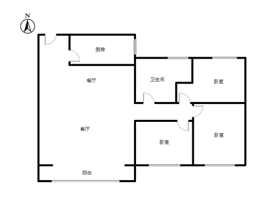桃源新都孔雀城3室2厅1卫户型图