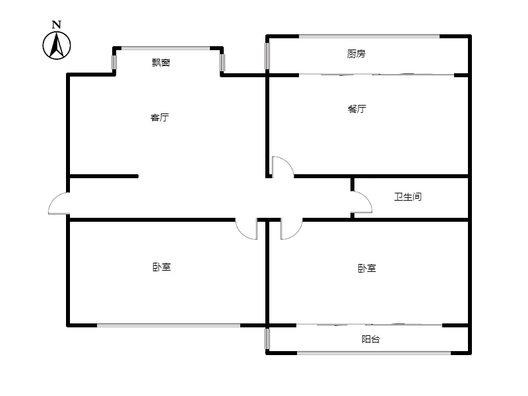 玫瑰嘉园2室2厅1卫户型图