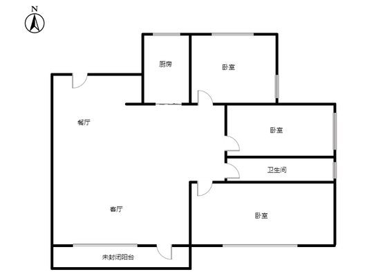 桃源新都孔雀城3室2厅1卫户型图
