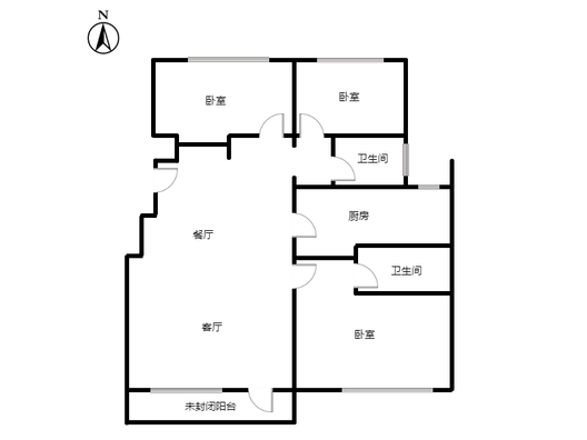 桃源新都孔雀城3室2厅2卫户型图