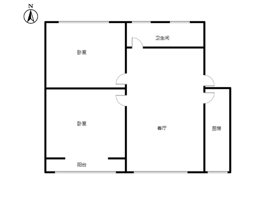 农大涿园小区2室1厅1卫户型图