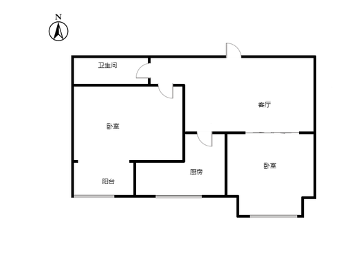 汇元新天地2室1厅1卫户型图