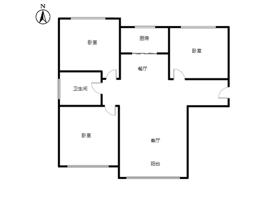 K2狮子城3室2厅1卫户型图