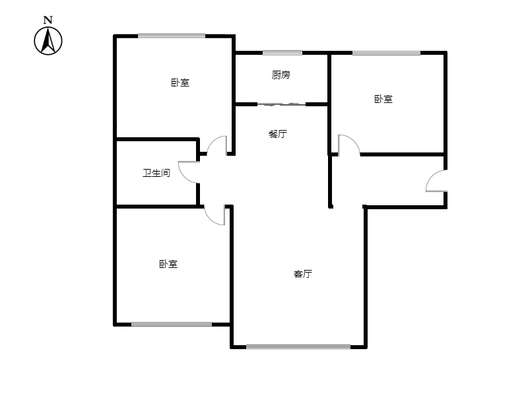 K2狮子城3室2厅1卫户型图