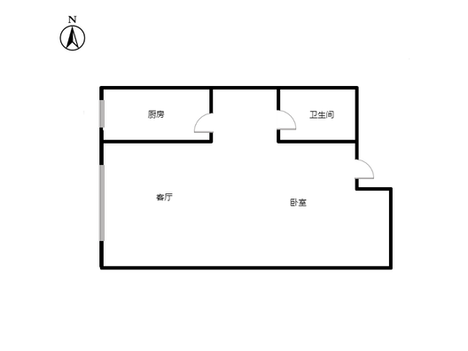 汇元四季橙1室1厅1卫户型图