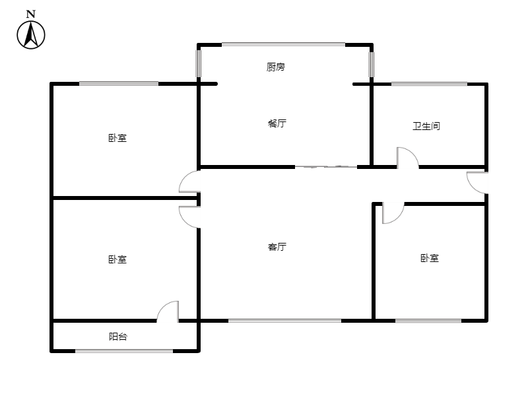 联合五号院3室2厅1卫户型图