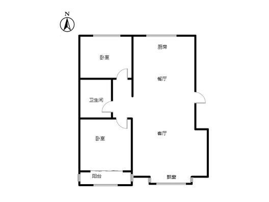 天保青花府2室2厅1卫户型图