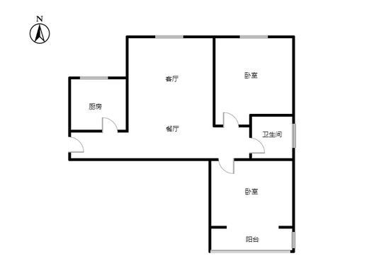 水岸花城2室2厅1卫户型图