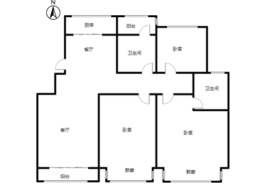 天地新城3室2厅2卫户型图