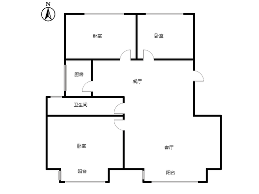 天地新城3室2厅1卫户型图