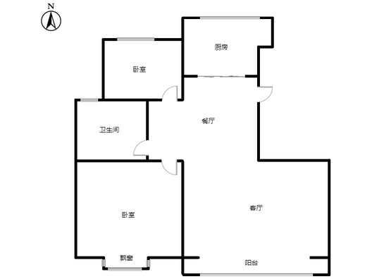 天地新城2室2厅1卫户型图