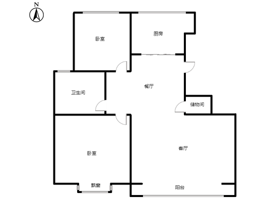 天地新城2室2厅1卫户型图