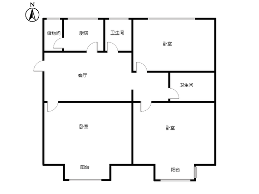 天地新城3室2厅2卫户型图