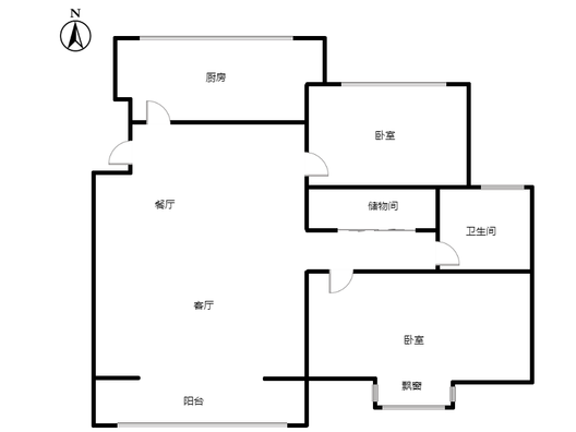 天地新城2室2厅1卫户型图