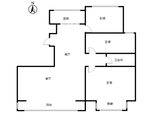 天地新城3室2厅1卫户型图