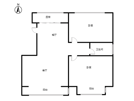 天地新城2室2厅1卫户型图