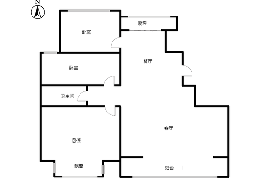 天地新城3室2厅1卫户型图
