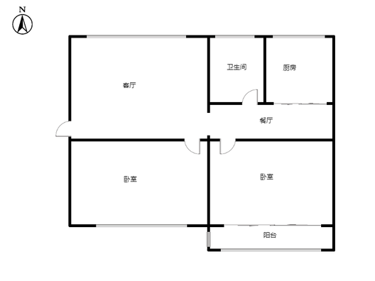 县府小区2室2厅1卫户型图