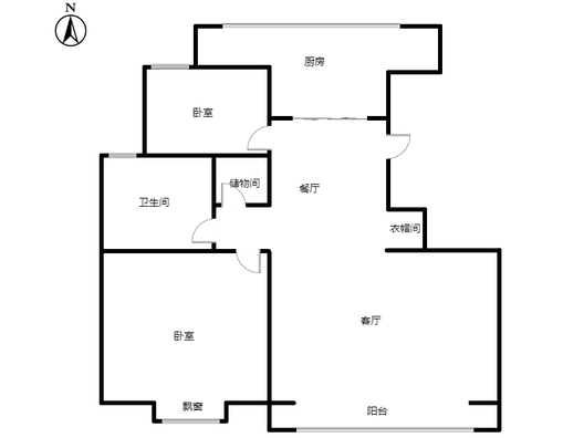 天地新城2室2厅1卫户型图