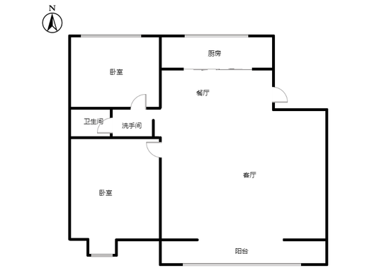 天地新城2室2厅1卫户型图