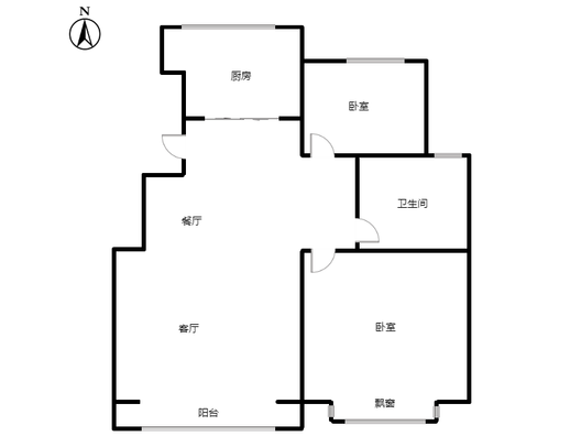 天地新城2室2厅1卫户型图