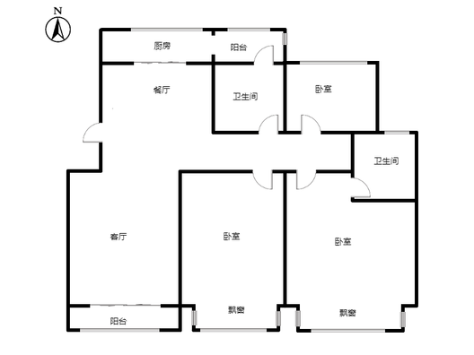 天地新城3室2厅2卫户型图