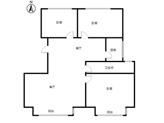 天地新城3室2厅1卫户型图