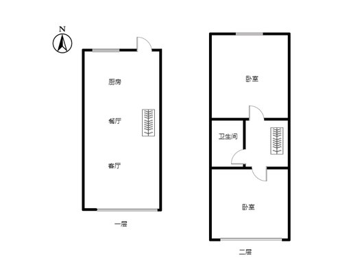 鹏渤印象城·牛津花园2室2厅1卫户型图