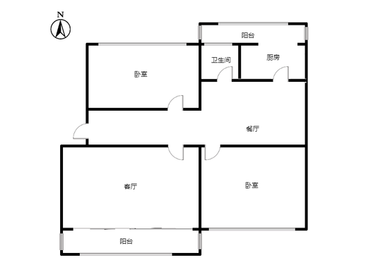 金城花园2室2厅1卫户型图