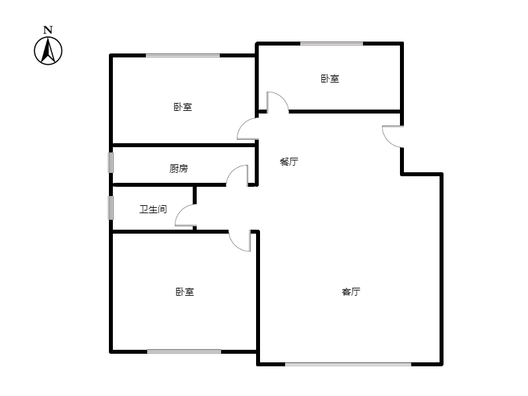三利中和城二期西区（B区）3室2厅1卫户型图