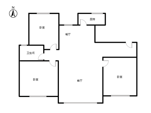 三利中和城二期西区（B区）3室2厅1卫户型图