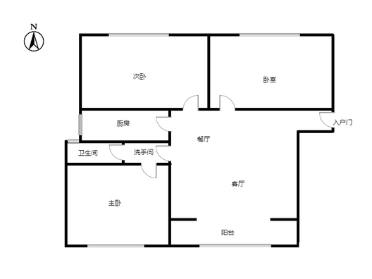 鸿坤理想尔湾3室2厅1卫户型图