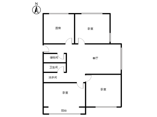 桃源新都孔雀城3室1厅1卫户型图