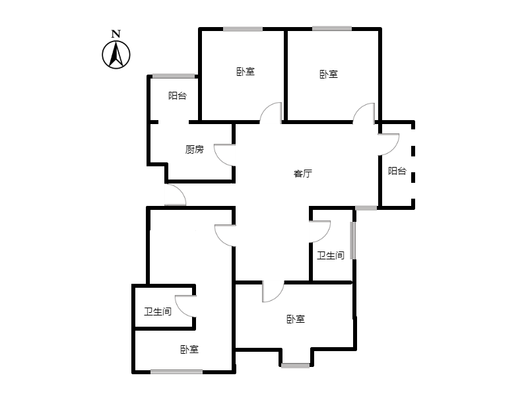 华融现代城4室1厅2卫户型图