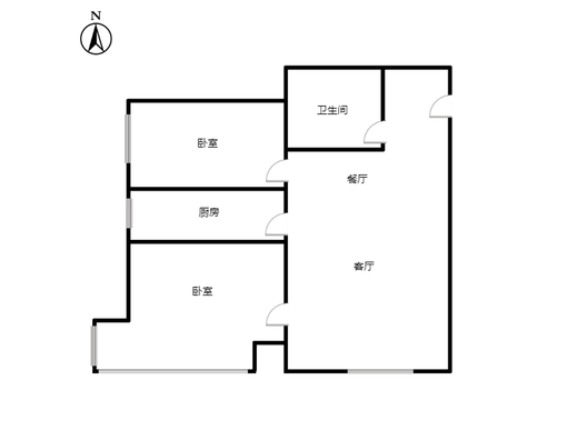 鹏渤印象城·牛津花园2室2厅1卫户型图