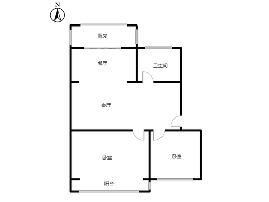 华北铝业生活小区（北院）2室1厅1卫户型图