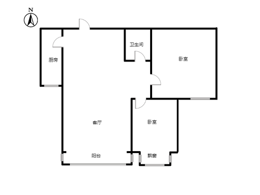 北京理想城2室2厅1卫户型图