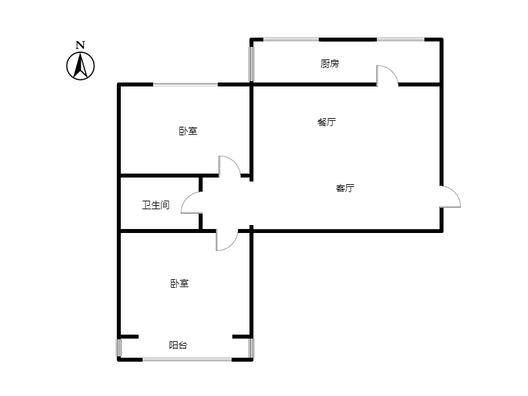 名流枫景五期2室2厅1卫户型图